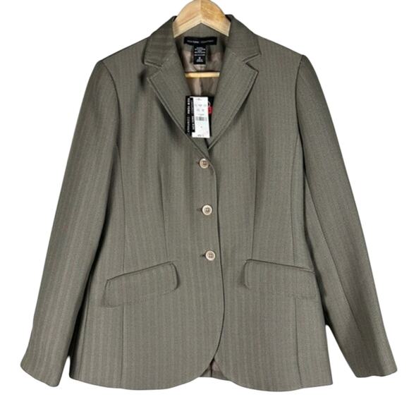 NWT New York & Company Blazer Womens 6 Brown Herringbone Career Work Corporate - Picture 1 of 5